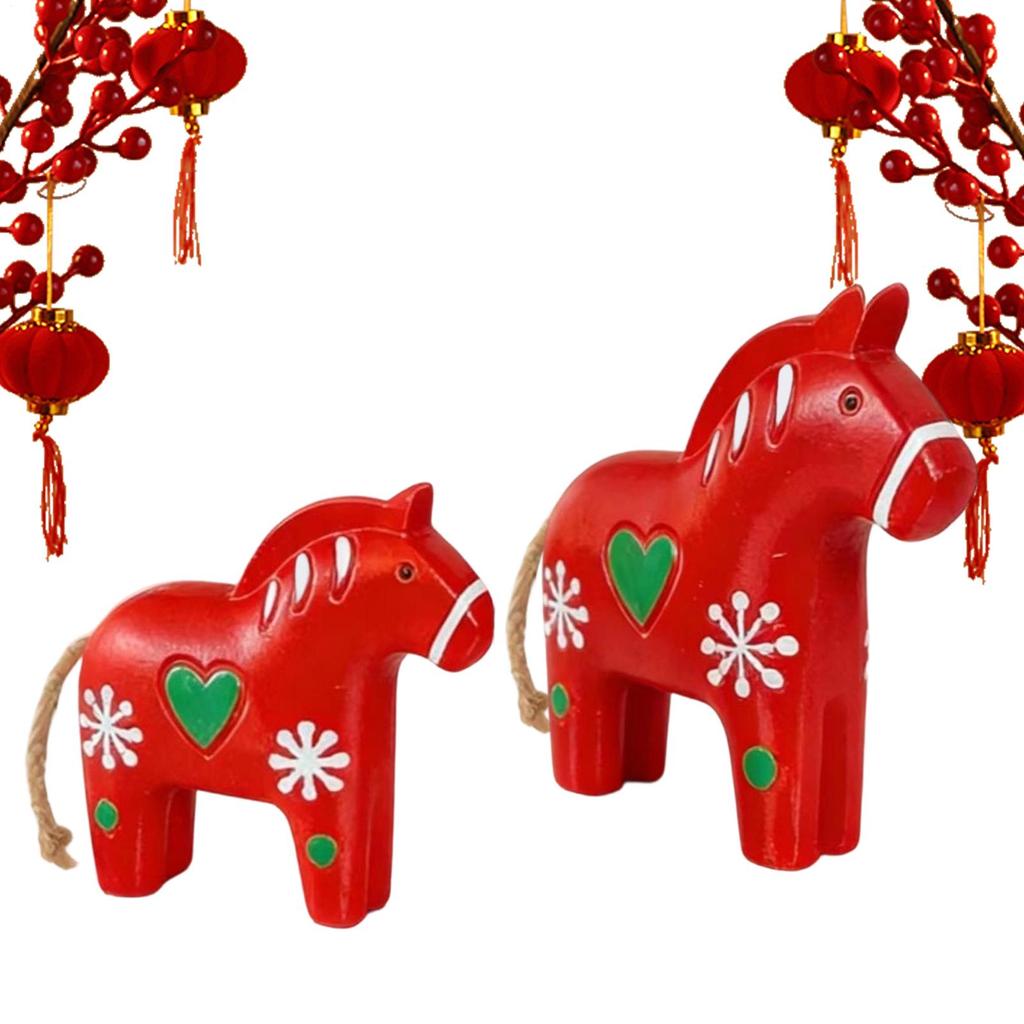 2026 Pony Ornament 2 Pieces Resin Painted Pony Decorative Table Figurine Little Horse Ornament For Home Living Room Bedroom