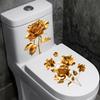 Bathroom Toilet Stickers Modern Minimalist Golden Flowers Pattern Self-adhesive Paintings For Bathroom Living Decorations