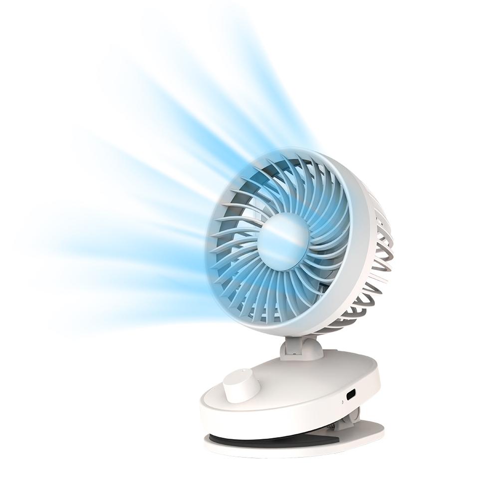 

Small Travel Desk Fan with Clip, Portable Rechargeable Quiet Powerful USB Fan Wall-mounted for Office/Bedroom/Stroller/Camping белый