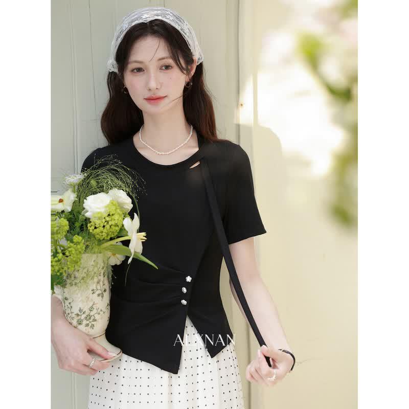 Women s V-Neck Slim Fit Short Sleeve T-Shirt L