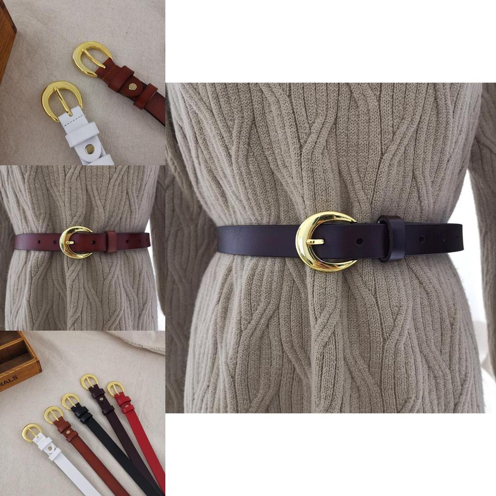 Classic Genuine Leather Womens Belt With Alloy Pin Buckle For Denim Pants