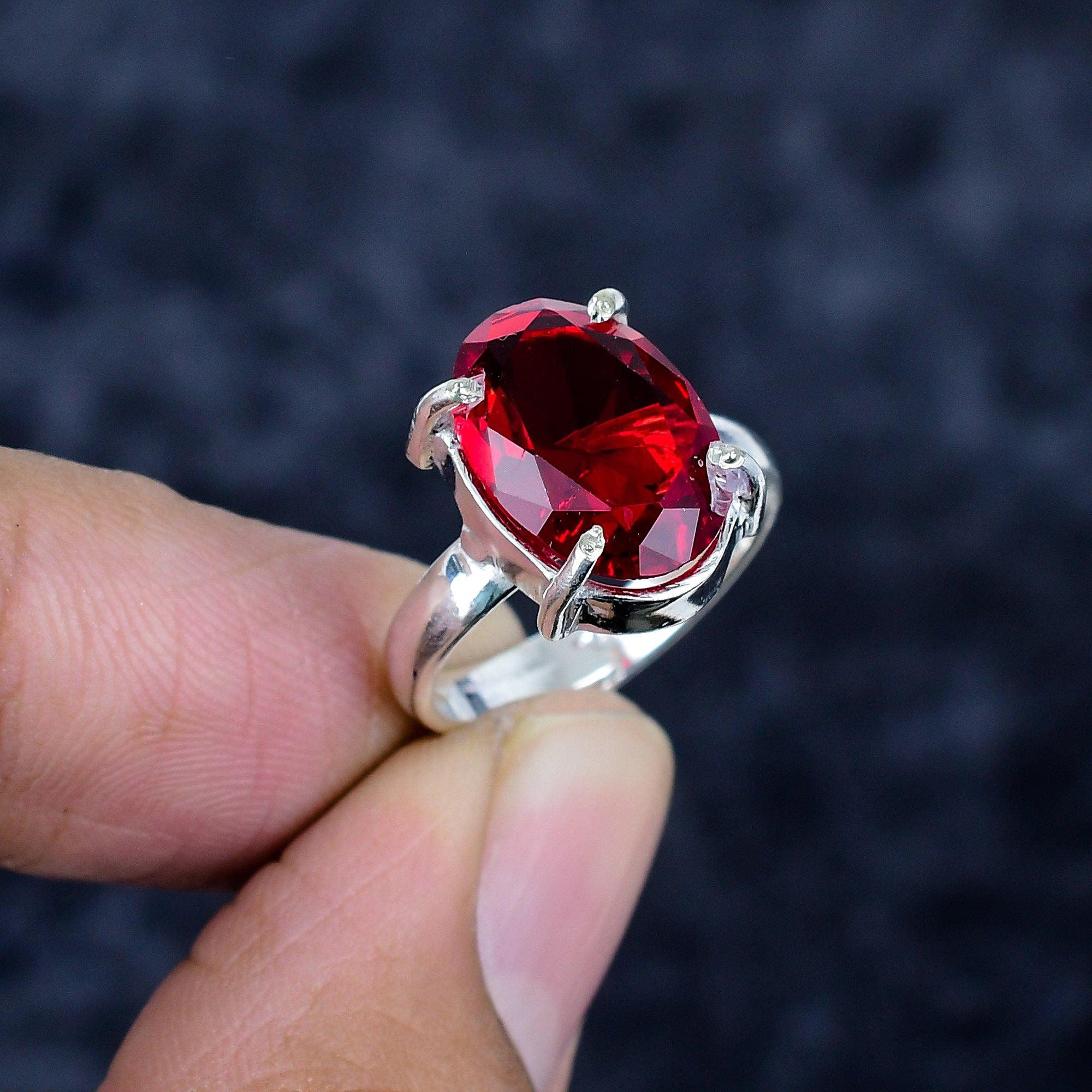 

Мозамбікський гранат Дорогоцінний камінь Срібло 925 проби Ювелірний виріб Кільце Розмір регульований MM-3449