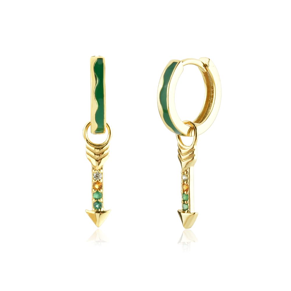 

ANDYWEN, серьги-обнимашки из стерлингового серебра 925 пробы, золото, зеленая стрелка, женские серьги-обнимашки в стиле рок-панк, зажимы для пирсинга, 2023, изящные ювелирные изделия M