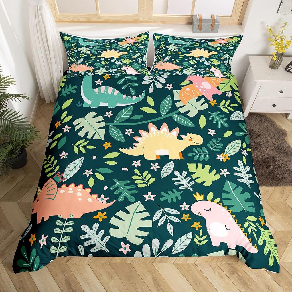 Funda Nórdica de Dinosaurios para Niños Juego de Ropa de Cama con Temática de Animales Microfibra Dibujos Animados Funda de Edredón Individual King Para Niños Niñas Adolescentes Decoración de Dormitorio