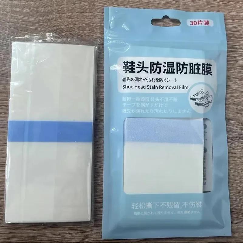30pcs/bag PU Film Toe Waterproof Sticker Waterproof Dirt Proof Protective Tape on Rainy Days Invisible Shoe Toe Covers