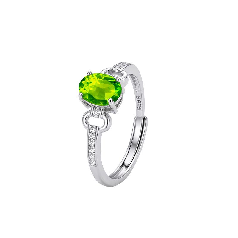 Color Treasure Ring S925 Sterling Silver Horse Buckle Design Natural Topaz Garnet Peridot Light Luxury Living Ring