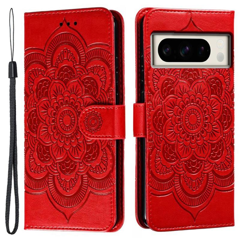 For Google Pixel 8 Pro Case PU Leather Mandala Imprinted Design Wallet Phone Cover