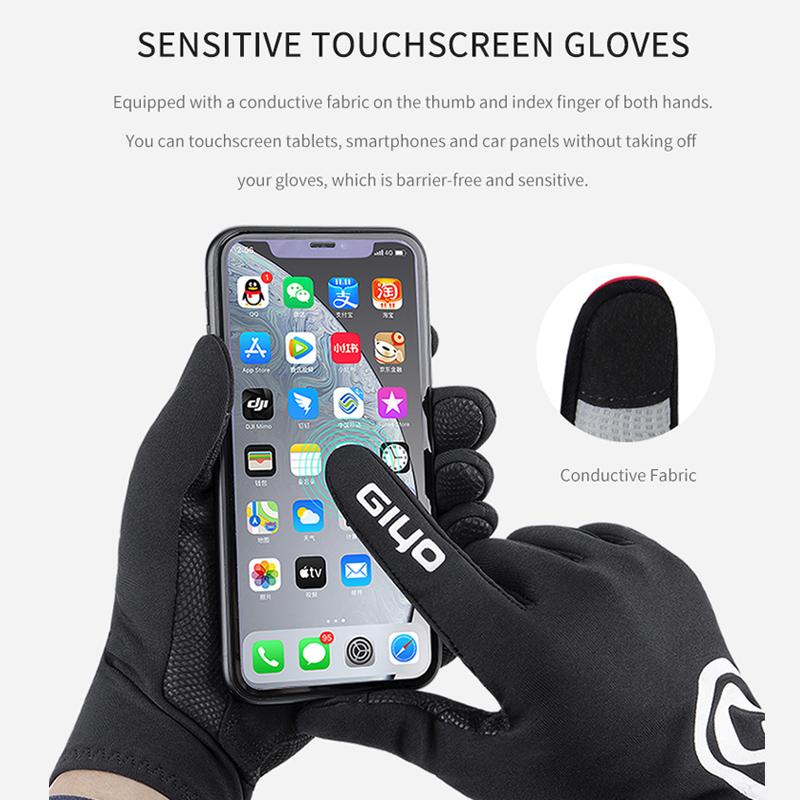 GIYO Winter Gloves Riding Long Finger Autumn For Road MTB Bike Touch Screen Thickened Riding Motorcycle Electric Vehicle Gloves