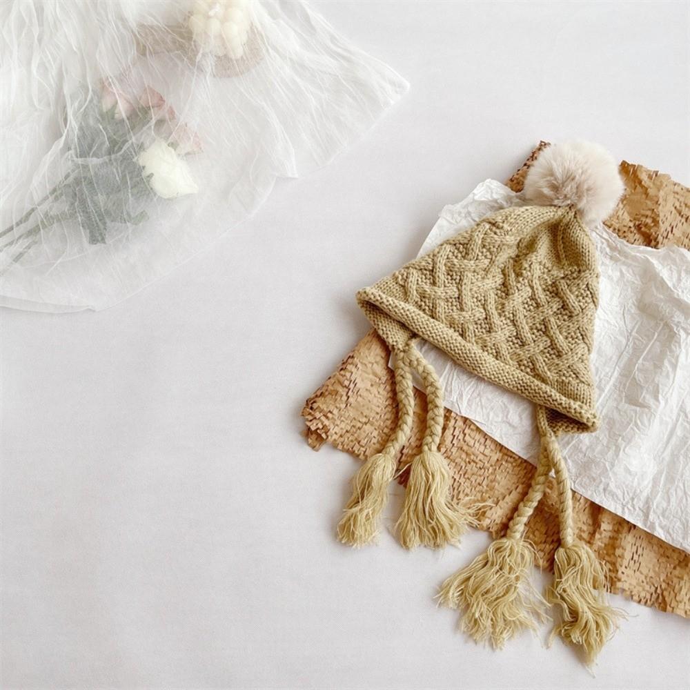 Pom-pom Hand Knitted Cap Soft Warm Ear Protection Cap Fashion Baby Crochet Hat  Toddler