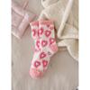 Coral fleece autumn and winter socks women's medium socks love floor socks sleep socks thickened warm medium tube socks