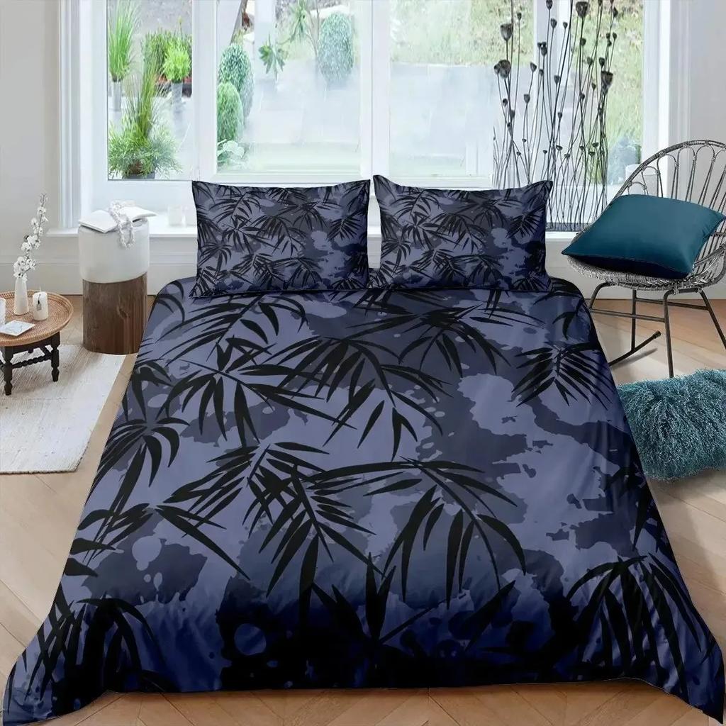 Bamboo Duvet Cover Set Bamboo Branches Bedding Set Tree Print Comforter Cover Fashion Retro Floral Style Quilt Cover Queen Size