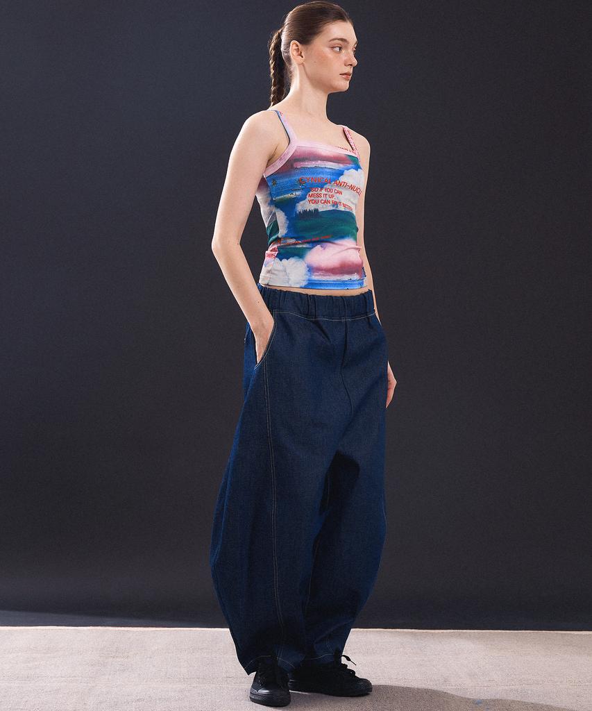 Soipeuyukaen Curved Denim Volume Pants