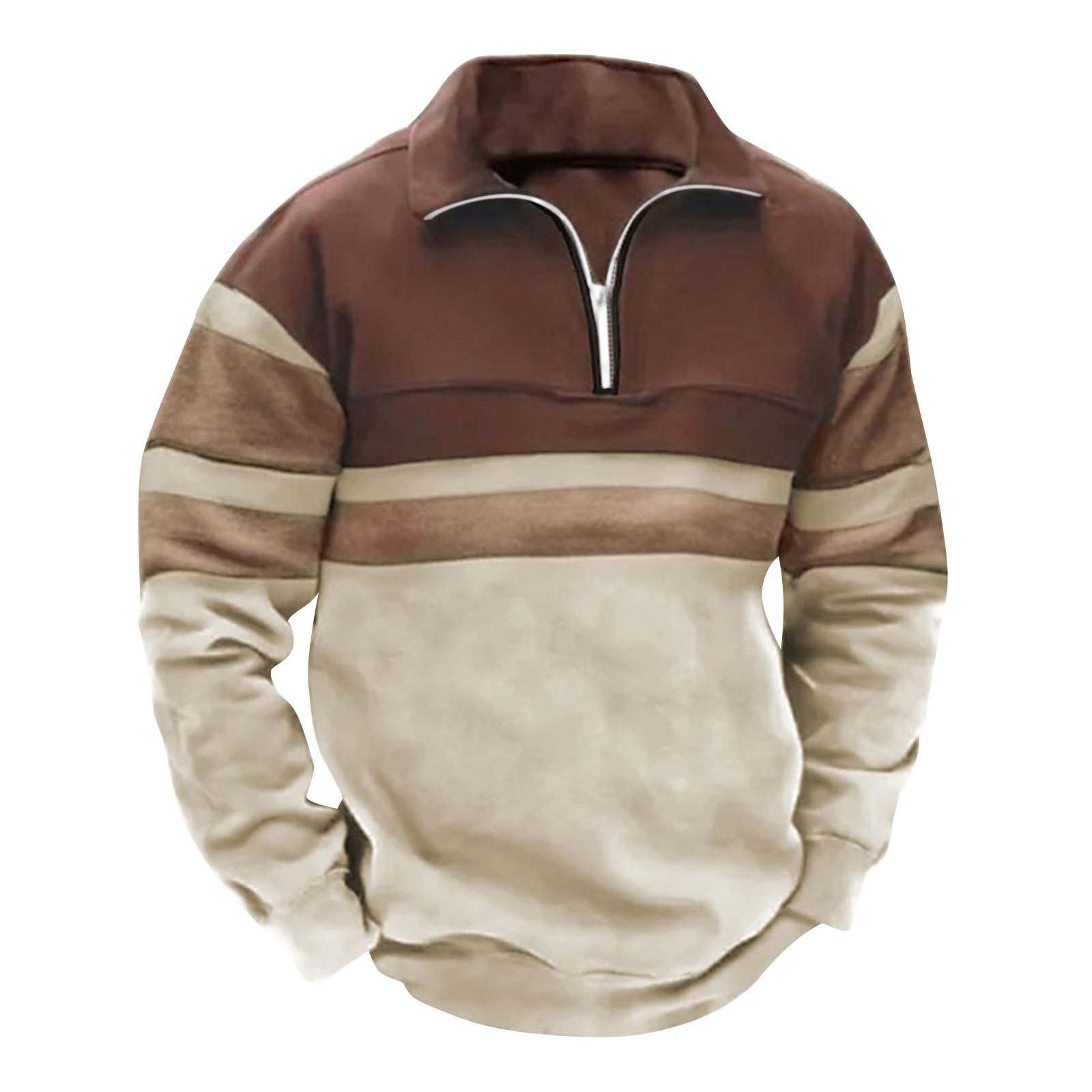 

Мужской винтажный спортивный свитер с длинным рукавом и высоким воротником на молнии до половины S винный