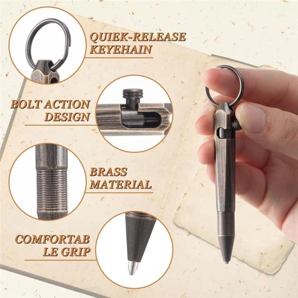 All-Metal Mini Brass Pen Easy Carry Neutral Ballpoint Pen Travel Pocket Pen  Writing Instruments