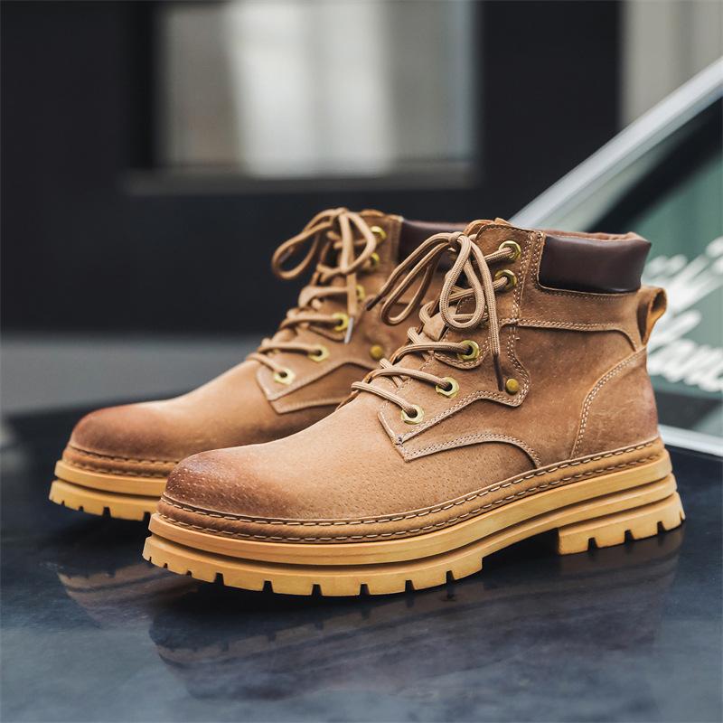Rhubarb Boots Men'S Retro Martin Boots Retro Autumn British Rhubarb Boots Tooling Desert Boots Men'S Boots