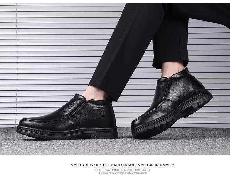 Warm Non-Slip Men's High-Top Cotton Leather Shoes for Winter