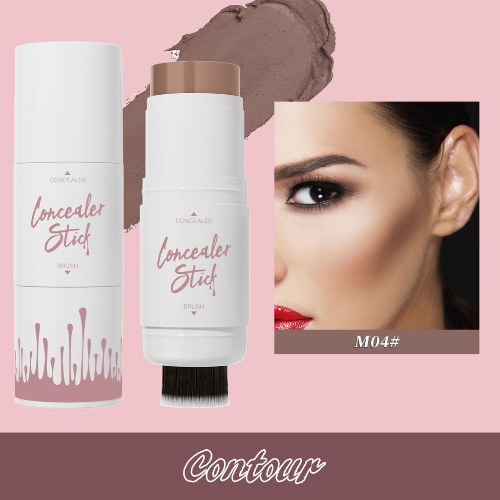 Double Head With Makeup Brush Grooming Stick, Multi-Functional Highlight Shadow Blush Grooming Cream
