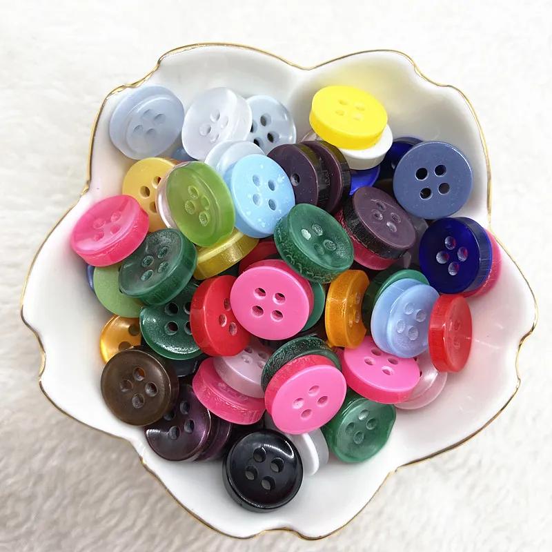 50Pcs 12Mm Color Resin Cat Eye Button Pearllight Bowl Shape Four Eye Button Wedding Decoration Sewing Accessories