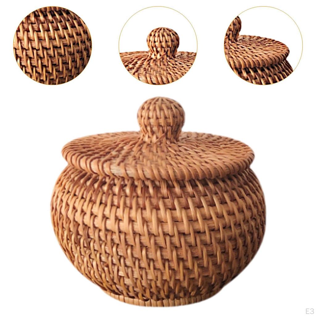 Handmade Rattan Box, Versatile Wicker Storage Solution for Bathroom and Shelf