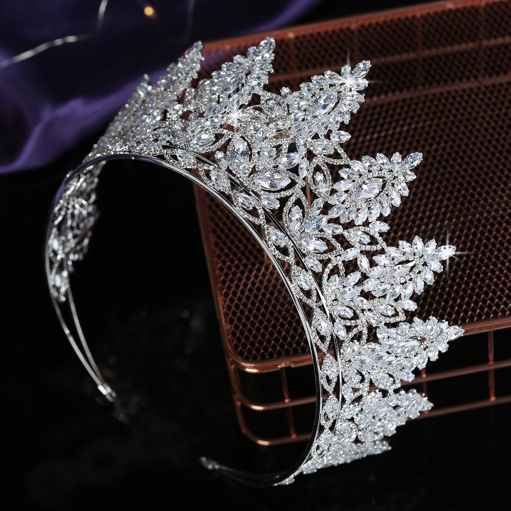 Echsio New Big Eye Zircon Bridal Copper Crowns Luxury Rhinestone for Women Wedding Accessories Tiaras for Women Party BC4626