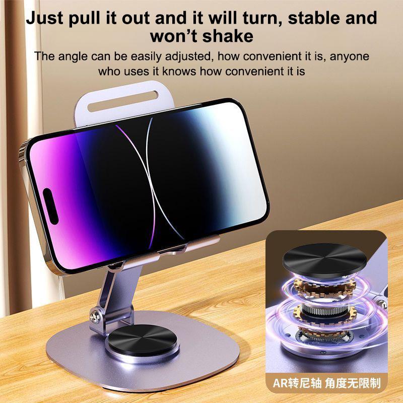 Support de téléphone rotatif en alliage d'aluminium Support de bureau stable pour une utilisation à la maison et au bureau
