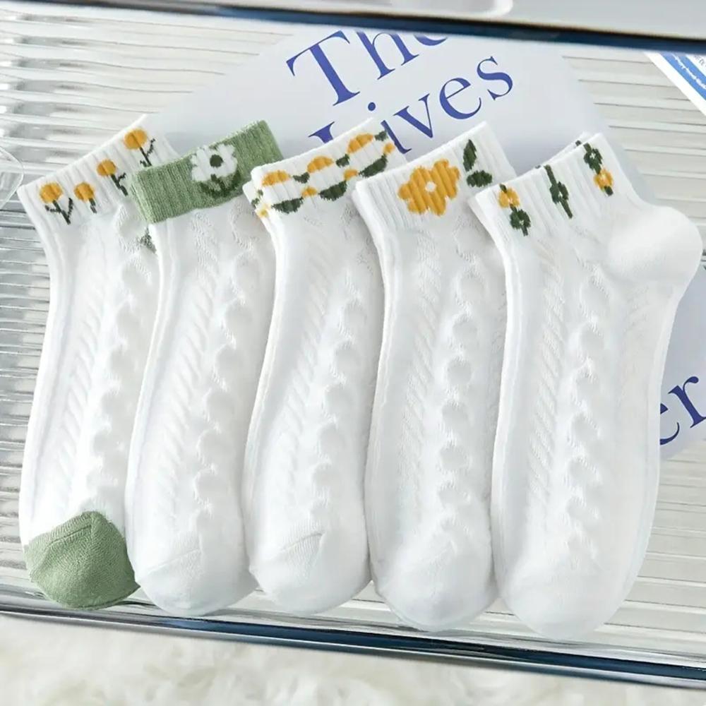 5 Pairs/Lot Summer Short Women's Socks Low Rise Comfortable Breathable Cute Print Ankle Foot Covers Fashion Cartoon Kawaii Socks