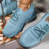Large Size Women's Shoes Sports Shoes Women's Lace-up Mesh Thick-soled Casual Flying Woven Shoes Breathable Low-heeled Shoes