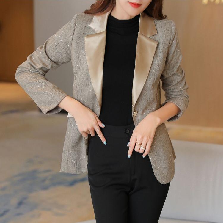 Women Blazer Jacket Autumn Spring Fashion Slim Fit Casual Office Suit Coat
