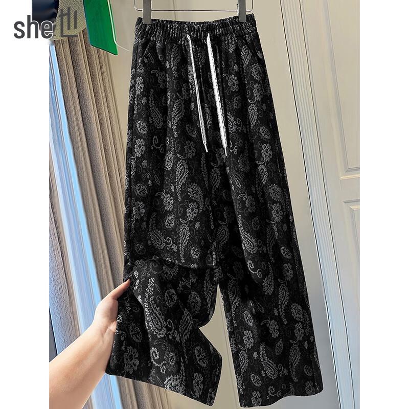 Women's Paisley Print Drawstring Elastic Waist Casual Long Pants