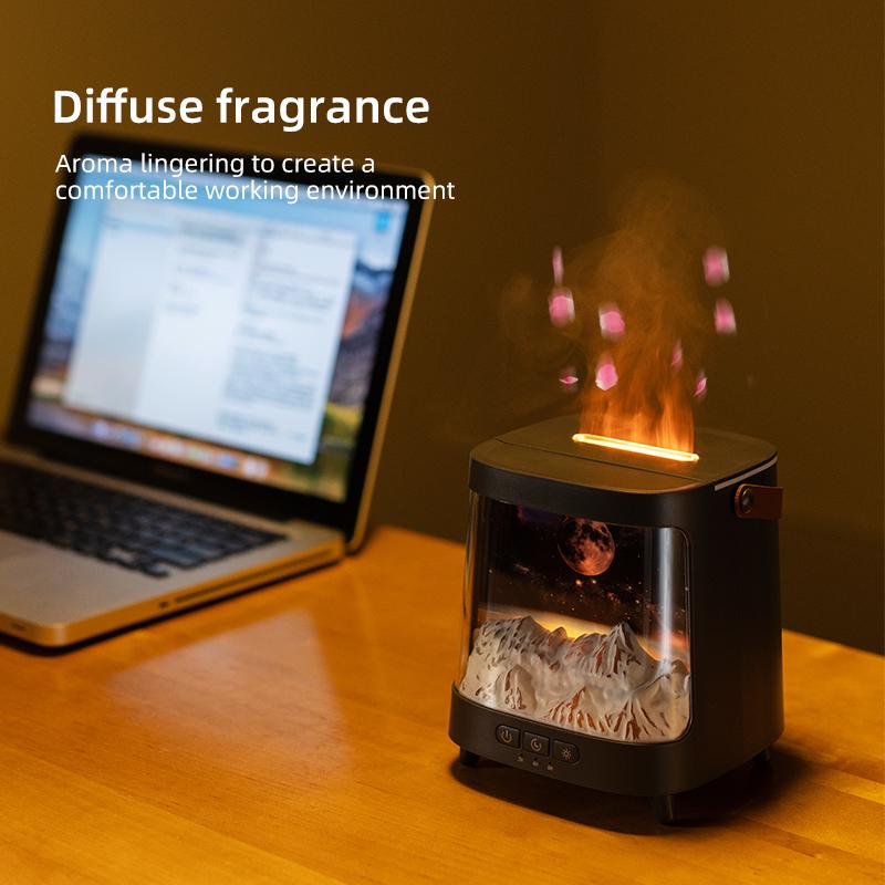 Planet Humidifier Night Light 200ML Colorful Flame Essential Oil Diffuser With Remote Table Beside Lamp For Bedroom Decor