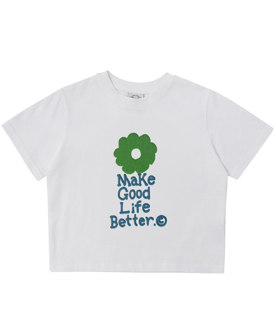 Match Glove Lucky Flower Crop Top (White) Wh/Free
