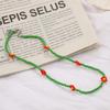 A Colorful Small Flower and Green Beaded Necklace for Women, A Refreshing Summer Collarbone Chain