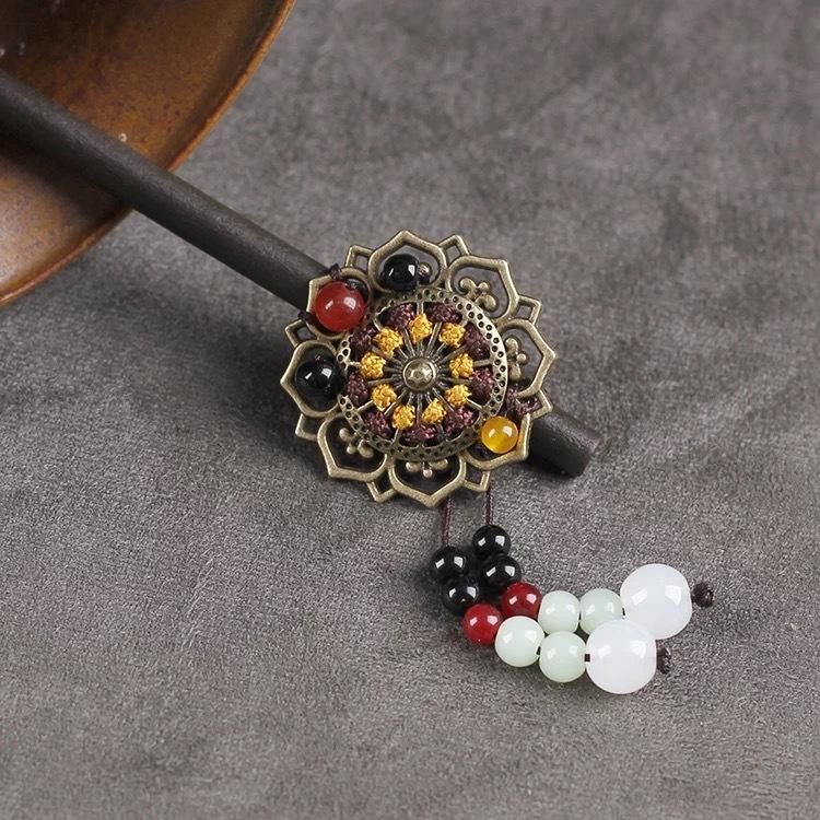 Retro Walking Hairpin, Ancient Hanfu Fringed Headdress, Hairpin, Court Classical Disc Hair, Wooden Hairpin, Hair Accessories