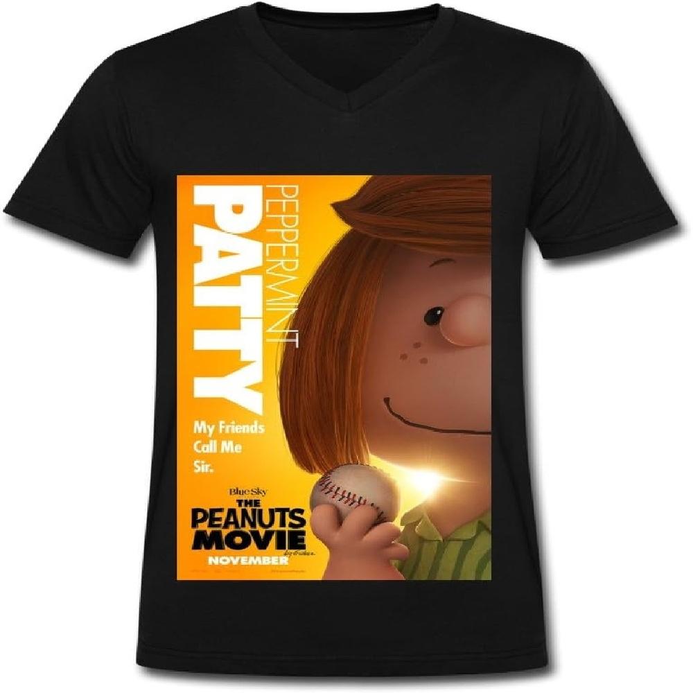 DA Peppermint Patty The Peanuts Movie Poster V Neck T Shirt for Men Black L S чёрный