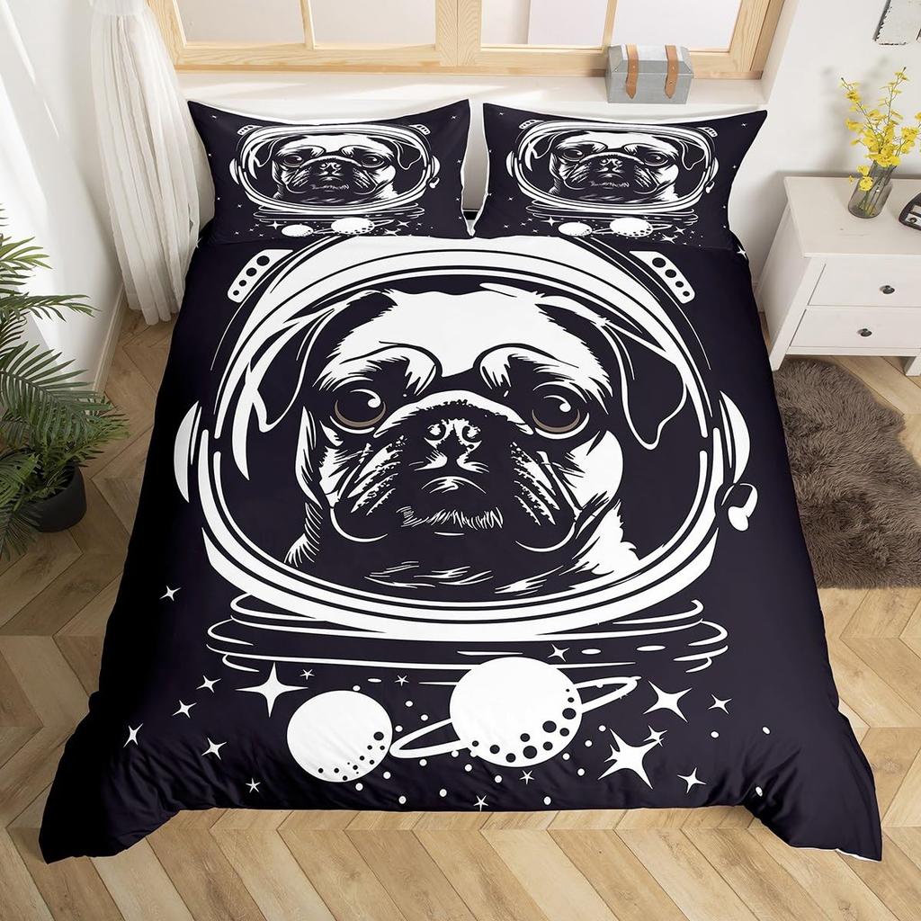 Pet Pug Duvet Cover Microfiber Puppy Dog Bedding Set Twin Full For Kids Boys Girls Room 2/3pcs Cute Animal Theme Comforter Cover