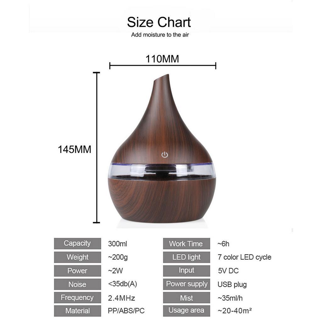 2W Haushalts-Luftbefeuchter Ätherisches Aromaöl-Diffusor Ultraschall Holzmaserung USB Mini-Nebelgenerator Mit Intelligenter Touchscreen
