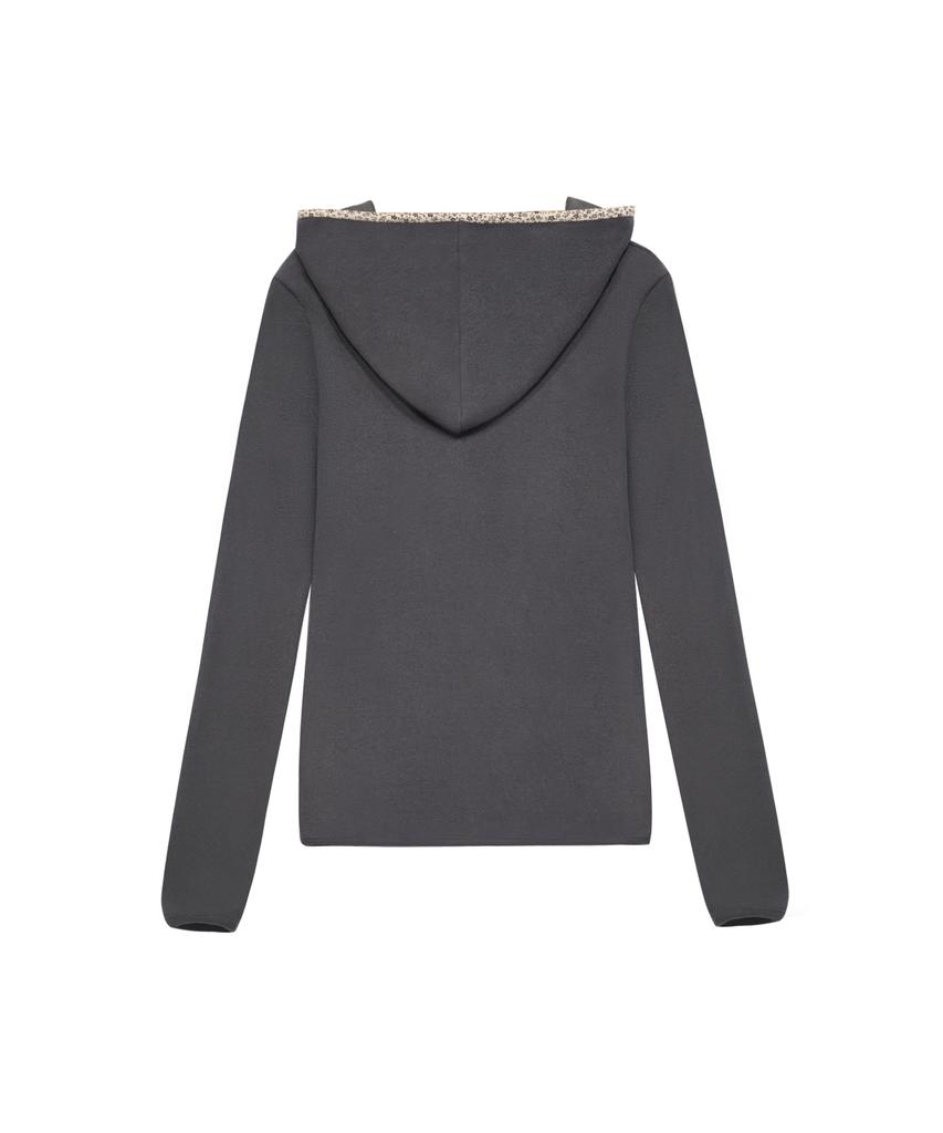 Mileko Flower Patch Hoodie Long Sleeve Charcoal