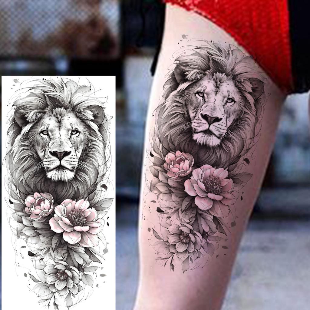 1 Sheet Sketch Flower Animals Temporary Tattoos For Women Long Lasting Waterproof Elephant Turtle Fake Tattoo Body Art Stickers