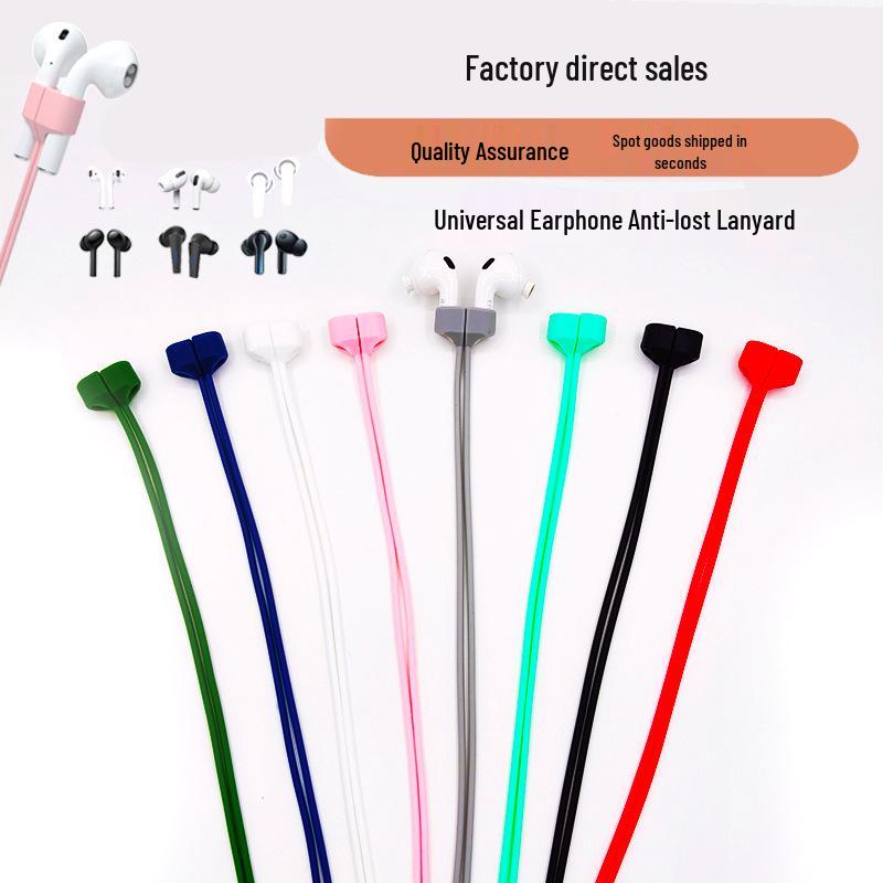 Silicone Bluetooth Wireless Earbuds Lanyard for AirPods & Xiaomi - Anti-Lost Magnetic Strap for Running Sports.