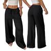 2026 Women's Casual Wide-Leg Pants with Knot Waist and Textured Fabric