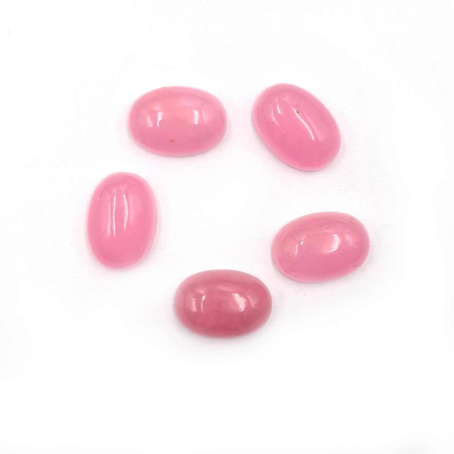 Dyed Pink Jade Oval Cabochon Loose Gemstone Lot 5 Pcs 10*14 MM 37 CT For Jewelry Making 10*14 MM розовый