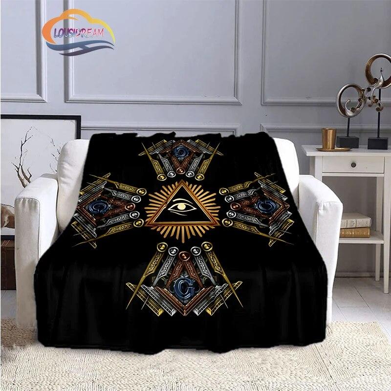 The Freemasons Blanket Freemasonry Series Flannel Cashmere Blanket Masonic Fluffy  All Seeing Eye Printing Pattern Blanke