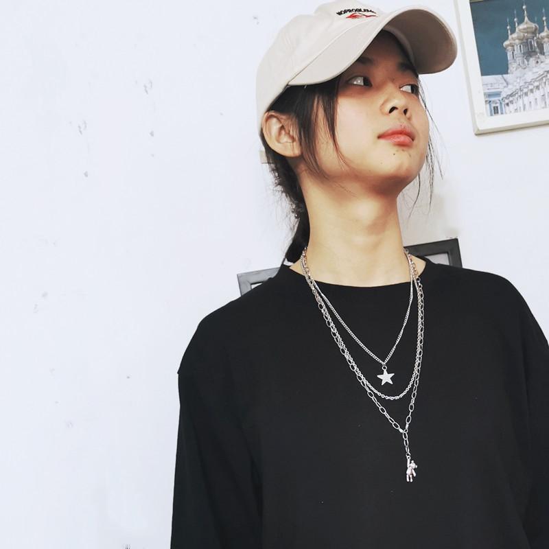 Internet Celebrity Same Harajuku Retro Hip Hop Ins Cold Wind Multi-layer Necklace Female Rabbit Pendant Earth Cool Dancing Accessories