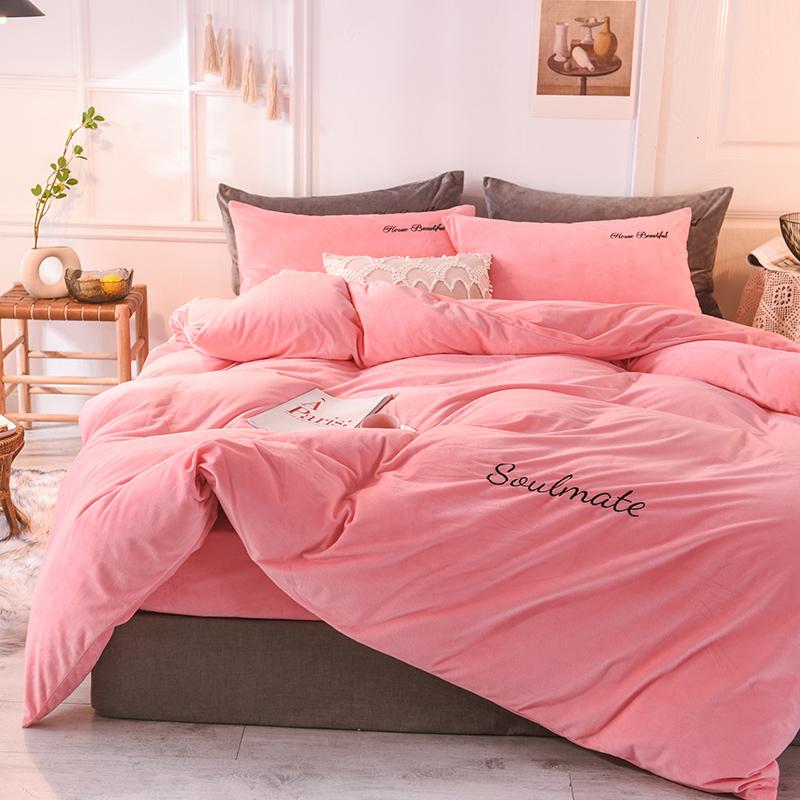 WOSTAR Winter warm milk velvet duvet cover 220x240 bedding set couple luxury double bed quilt cover twin full queen king size