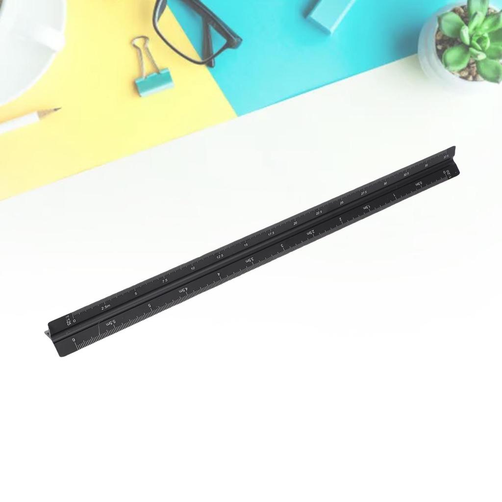30cm Metric Triangular Engineer Scale Ruler Aluminum Architect Scale Ruler for Architects Students D