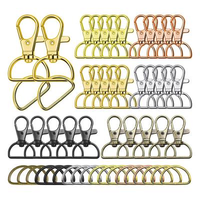 120pcs Snap Key Ring Rotating D Shaped Metal Lanyard Hook Ring for Pet Collar Backpack Handbag