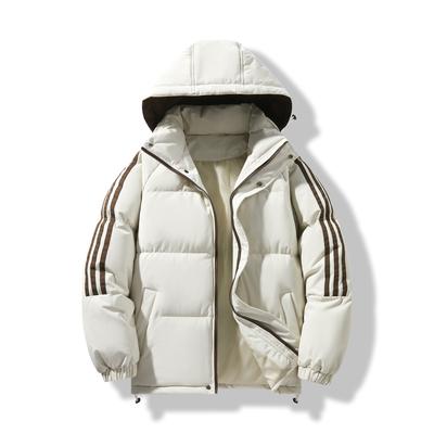 Daunenbaumwollgepolsterte Kleidung, Herren-Paar baumwollgepolsterte Jacken, Kapuzen-Drei-Streifen-Baumwollgepolsterte Kleidung, Outdoor-Taschen, verdickt warm großformatig