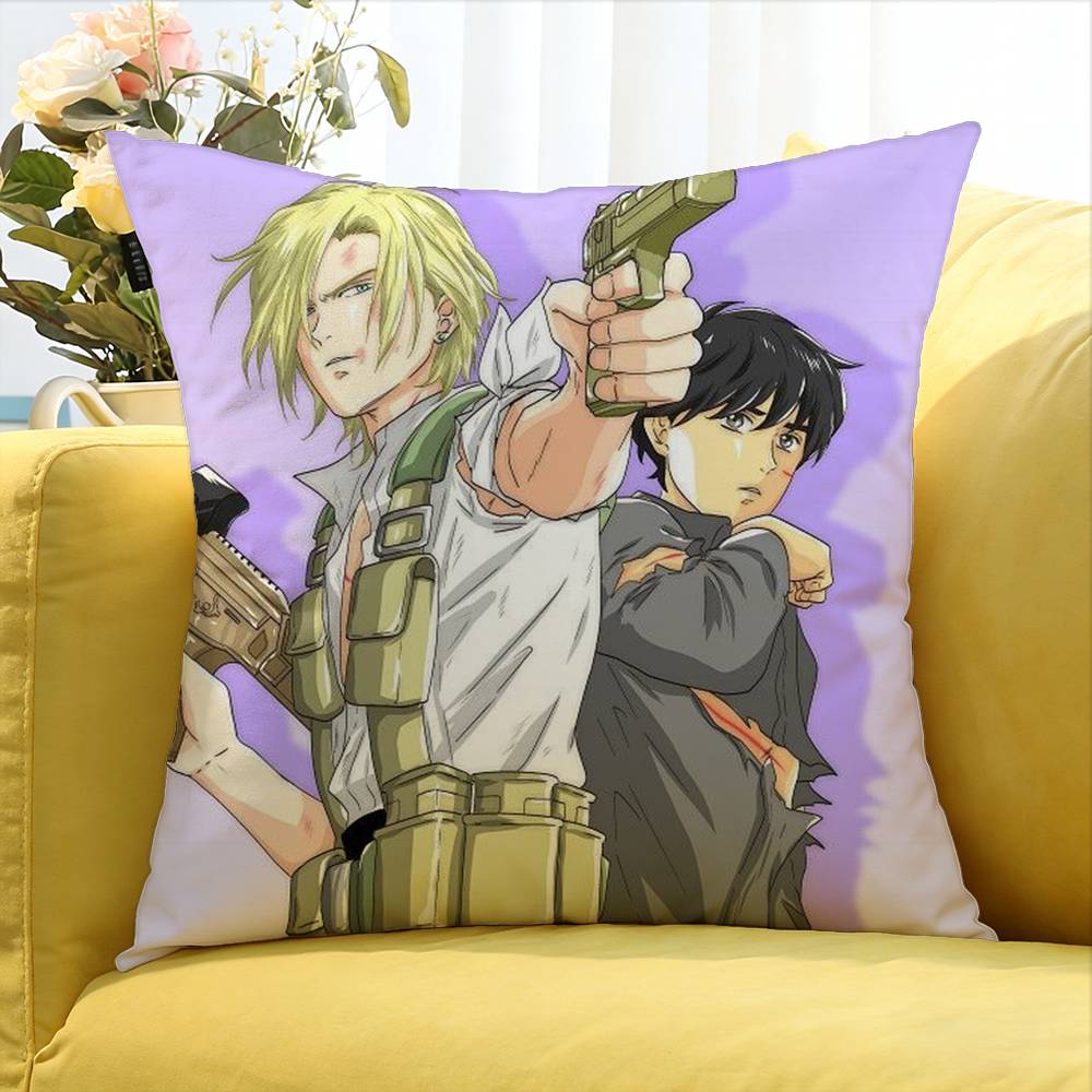 Banana Fish Anime Verschiedene Größen Quadratische Kissenhülle Für Auto Haus Schlafzimmer Dekoration