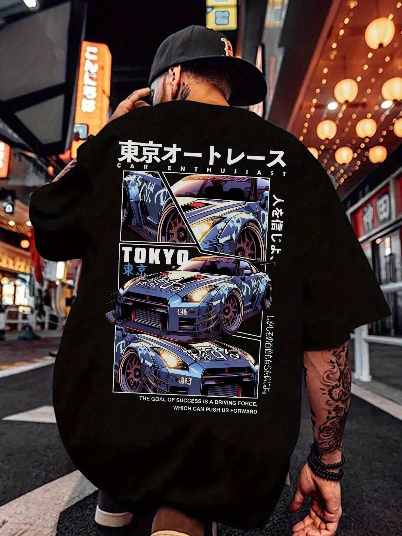 

Мужская простая летняя футболка с коротким рукавом и принтом, с круглым вырезом, для повседневной носки Короткий рукав Полиэстер Темно-серый 4XL