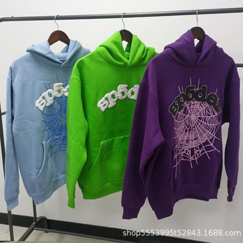 Nuovo brand trendy europeo e americano Sp5der felpa con cappuccio felpa tuta stampa ragnatela hip-hop uomo